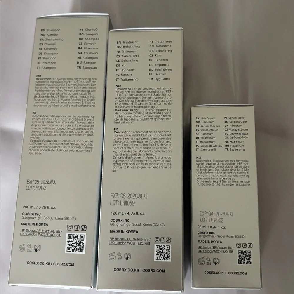 COSRX Peptide 132 ultra perfect Hair Bonding Set Shampoo Treatment Oil Serum